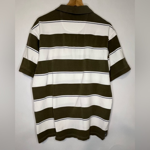 IZOD Men's Striped Y2K Style Polo Shirt - Green and White Size XL - Picture 3 of 3